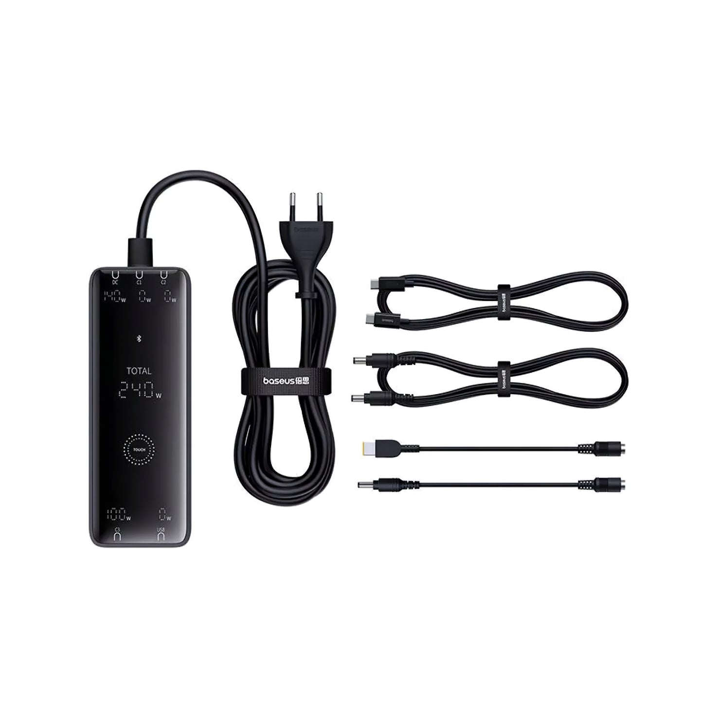 Baseus 5in1 -latausasema, 240W, 5A, 1 x USB-A - 3 x USB-C - 1 x DC, Musta P10163901113-00