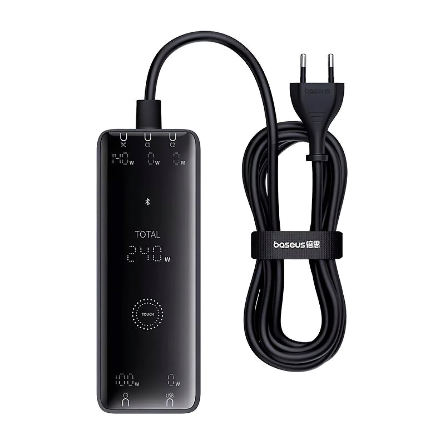 Baseus 5in1 -latausasema, 240W, 5A, 1 x USB-A - 3 x USB-C - 1 x DC, Musta P10163901113-00