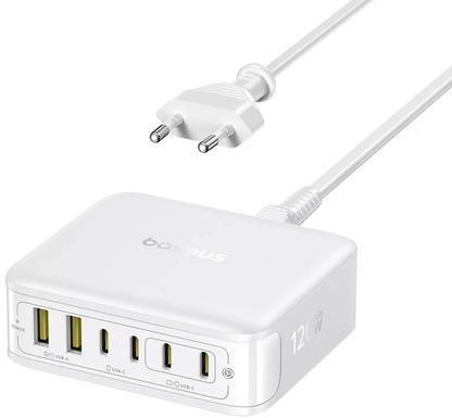 Baseus EnerFill FH21 -latausasema, 120W, 2 x USB-A - 4 x USB-C, Valkoinen E0120T01