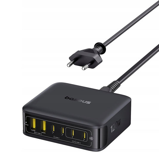 Baseus EnerFill FH21 -latausasema, 120W, 3.25A, 2 x USB-A - 4 x USB-C, Musta E0120T00