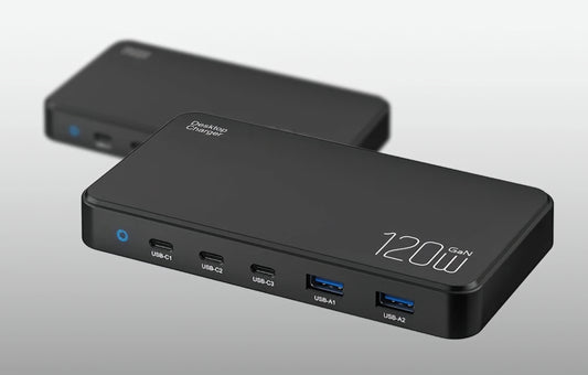 BlitzWolf BW-i100 latausasema, 120W, 5A, 2 x USB-A - 3 x USB-C, Musta
