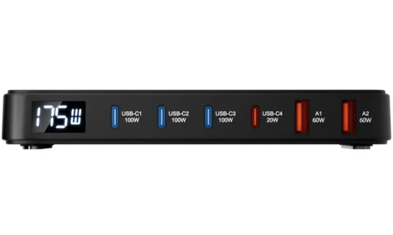 BlitzWolf BW-S30 latausasema, 175W, 5A, 2 x USB-A - 4 x USB-C, Musta