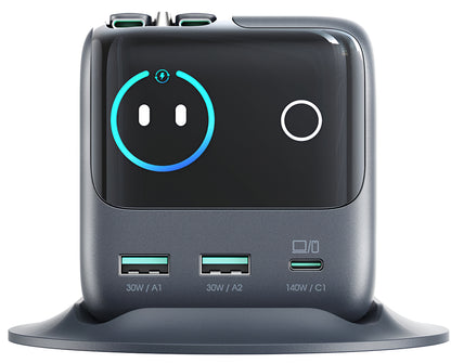 Latausasema USB-C-kaapelilla Joyroom Podix JR-TRD01, 140W, 1 x USB-C - 2 x USB-A, Harmaa