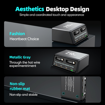OEM WLX-60E USB-C-kaapelilla varustettu latausasema, 210W, 3A, 1 x USB-A - 3 x USB-C, Harmaa