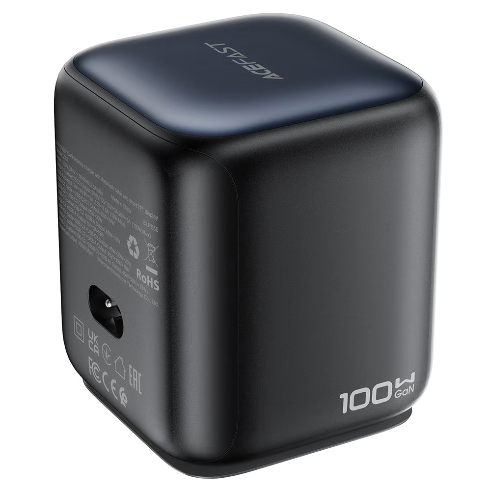 Acefast Z10 USB-C-kaapelilla varustettu latausasema, 100W, 1 x USB-A - 2 x USB-C, musta