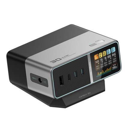 Cuktech TA3005U -latausasema, 300W, 1 x DC - 1 x USB-A - 3 x USB-C, harmaa