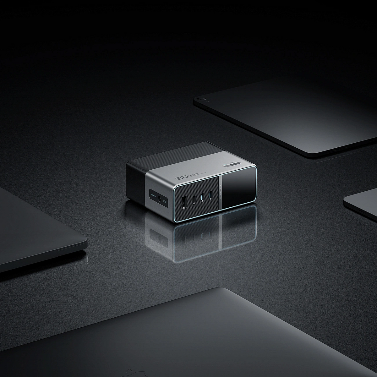Cuktech TA3005U -latausasema, 300W, 1 x DC - 1 x USB-A - 3 x USB-C, harmaa