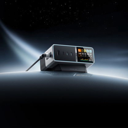 Cuktech TA3005U -latausasema, 300W, 1 x DC - 1 x USB-A - 3 x USB-C, harmaa