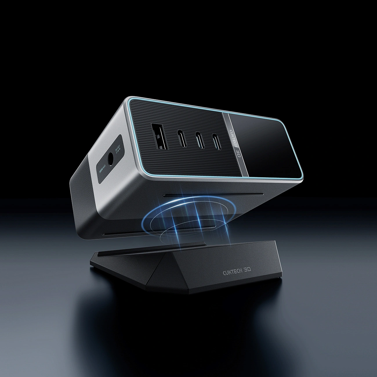 Cuktech TA3005U -latausasema, 300W, 1 x DC - 1 x USB-A - 3 x USB-C, harmaa