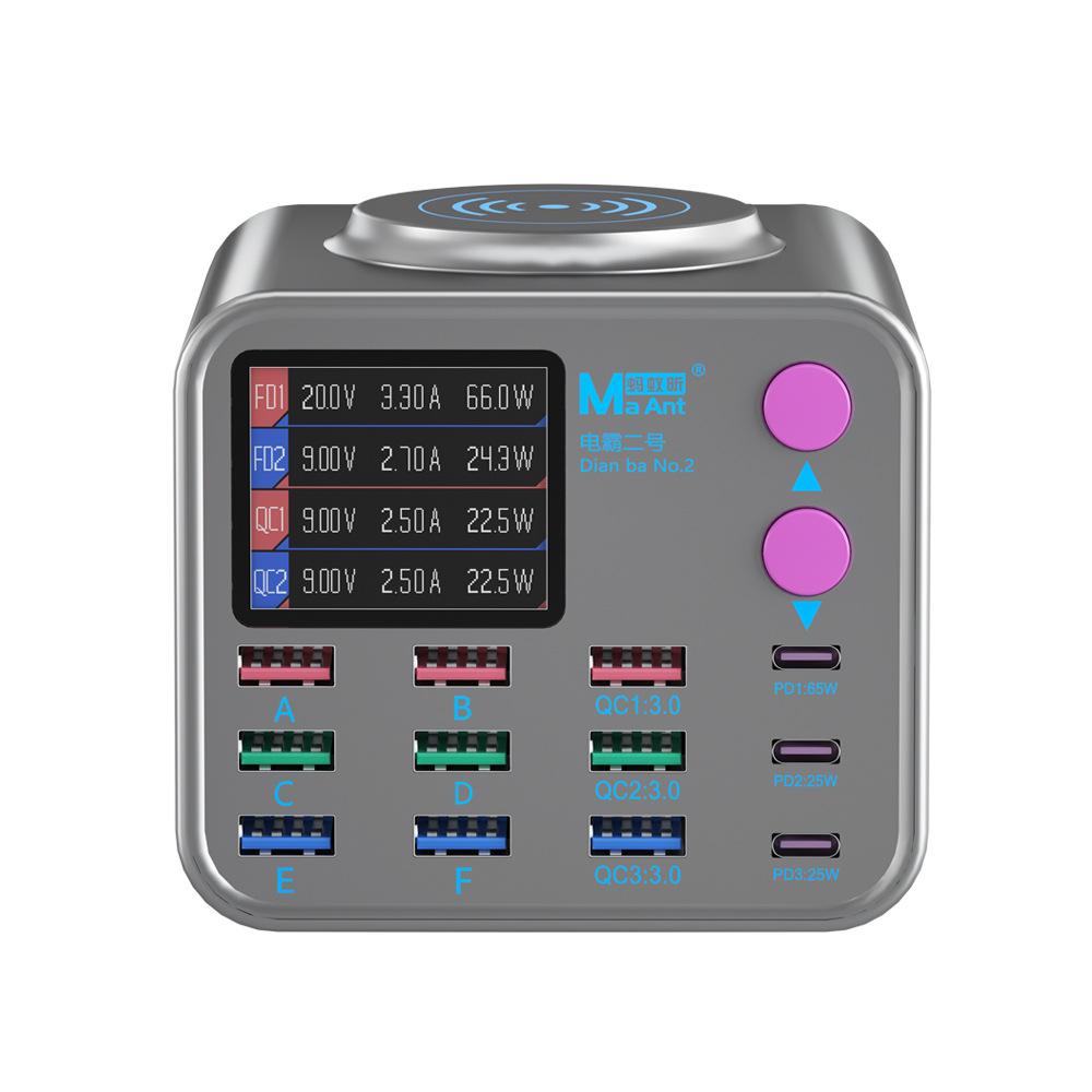 Latausasema MaAnt DianBa No.2 QI, 300W, 3A, 3 x USB-C - 9 x USB-A, Harmaa
