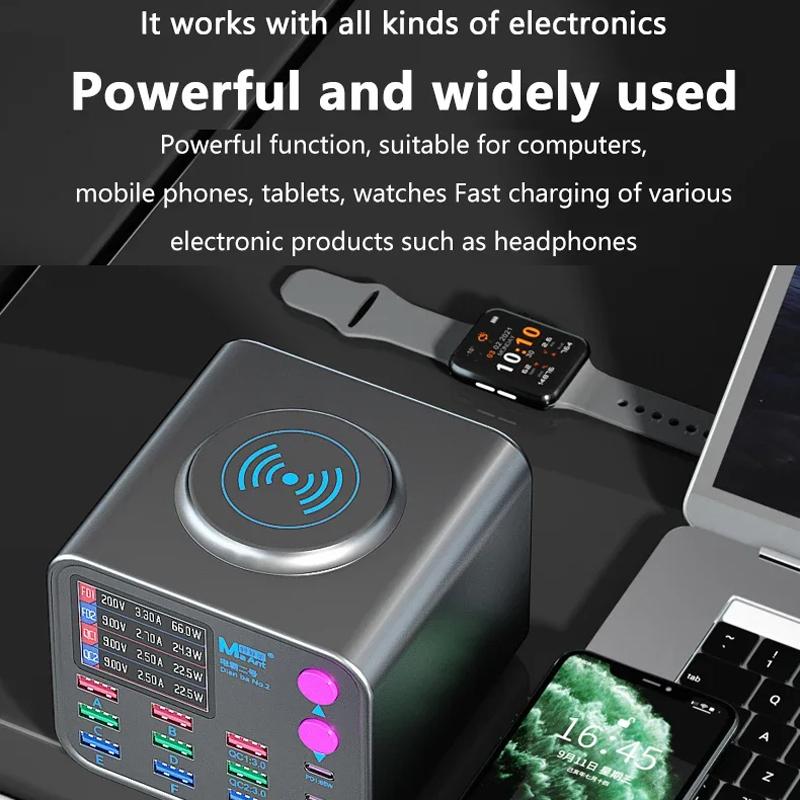 Latausasema MaAnt DianBa No.2 QI, 300W, 3A, 3 x USB-C - 9 x USB-A, Harmaa