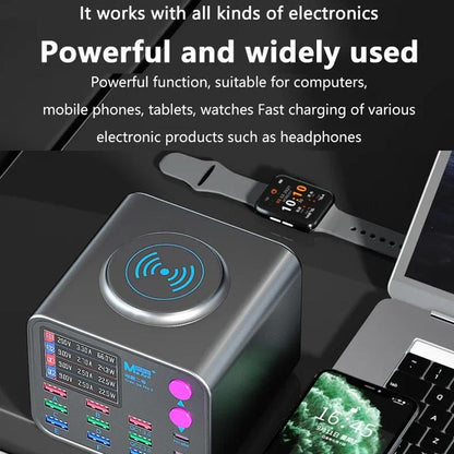 Latausasema MaAnt DianBa No.2 QI, 300W, 3A, 3 x USB-C - 9 x USB-A, Harmaa