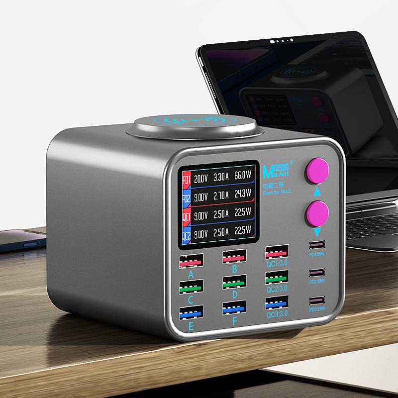 Latausasema MaAnt DianBa No.2 QI, 300W, 3A, 3 x USB-C - 9 x USB-A, Harmaa