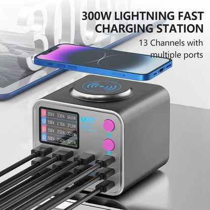 Latausasema MaAnt DianBa No.2 QI, 300W, 3A, 3 x USB-C - 9 x USB-A, Harmaa