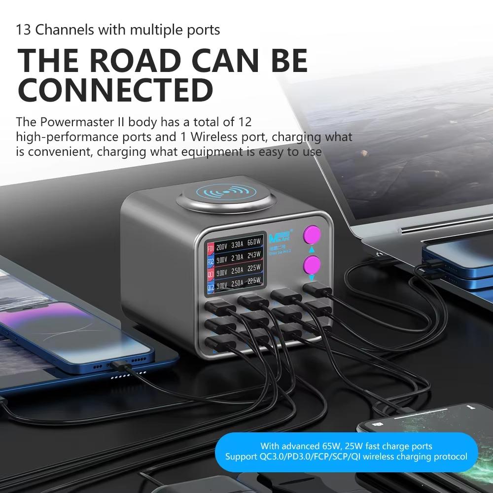 Latausasema MaAnt DianBa No.2 QI, 300W, 3A, 3 x USB-C - 9 x USB-A, Harmaa