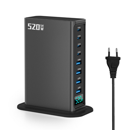 OEM-telakkalaturi, 520W, 5A, 4 x USB-A - 4 x USB-C, Harmaa