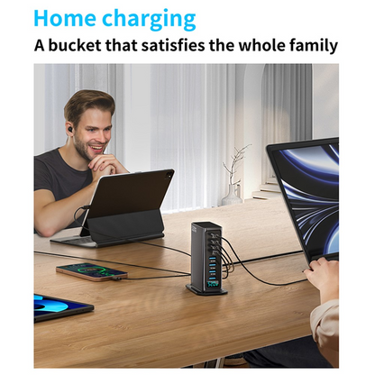 OEM-telakkalaturi, 520W, 5A, 4 x USB-A - 4 x USB-C, Harmaa