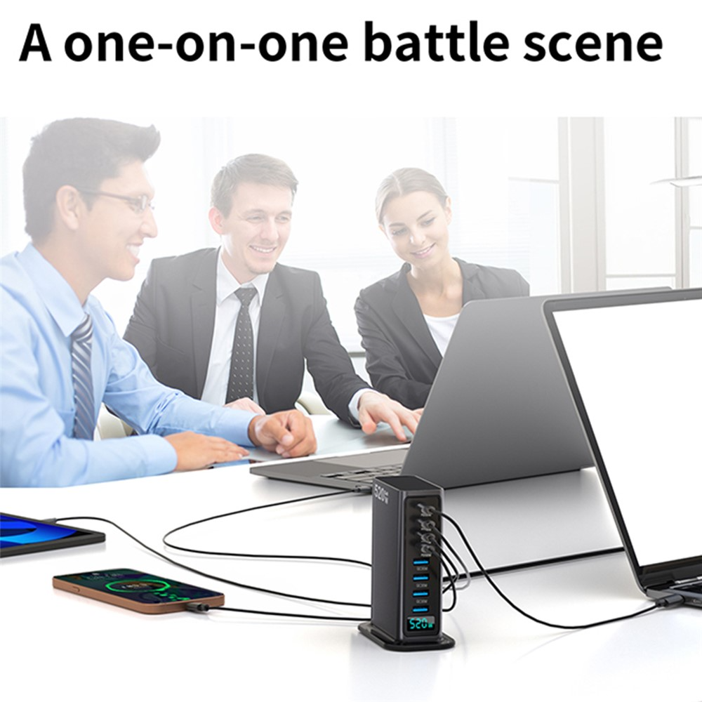 OEM-telakkalaturi, 520W, 5A, 4 x USB-A - 4 x USB-C, Harmaa