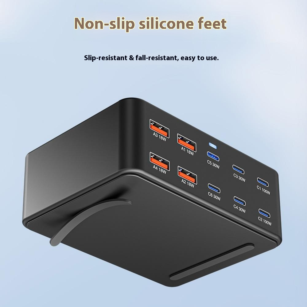 OEM HW66 Telakkalaturi, 330W, 5A, 4 x USB-A - 6 x USB-C, Musta