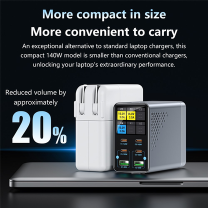 OEM WLX-G3 -telakointilaturi, 140W, 5A, 2 x USB-A - 4 x USB-C, Harmaa