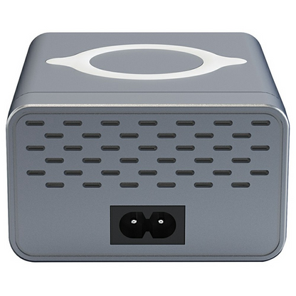 OEM WLX-M3 QI -latausasema, 80W, 4 x USB-A - 4 x USB-C, Harmaa