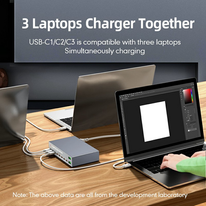 OEM WLX-X6Y -latausasema, 140W, 5A, 2 x USB-A - 8 x USB-C, hopea