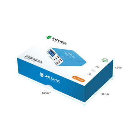 Relife RL-304P latausasema, 40W, 3A, 1 x USB-C - 5 x USB-A, Sininen