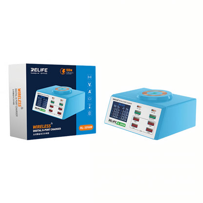 Latausasema Relife RL-309AW, 100W, 5A, 2 x USB-C - 6 x USB-A, Sininen
