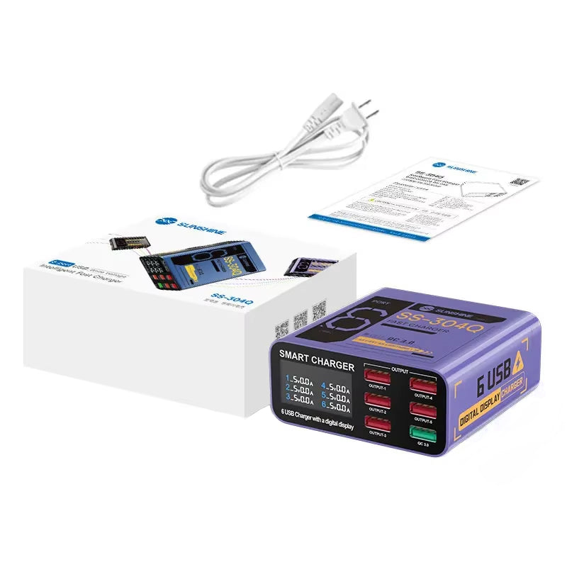 Latausasema Sunshine SS-304Q, 30W, 3.5A, 6 x USB-A, Violetti