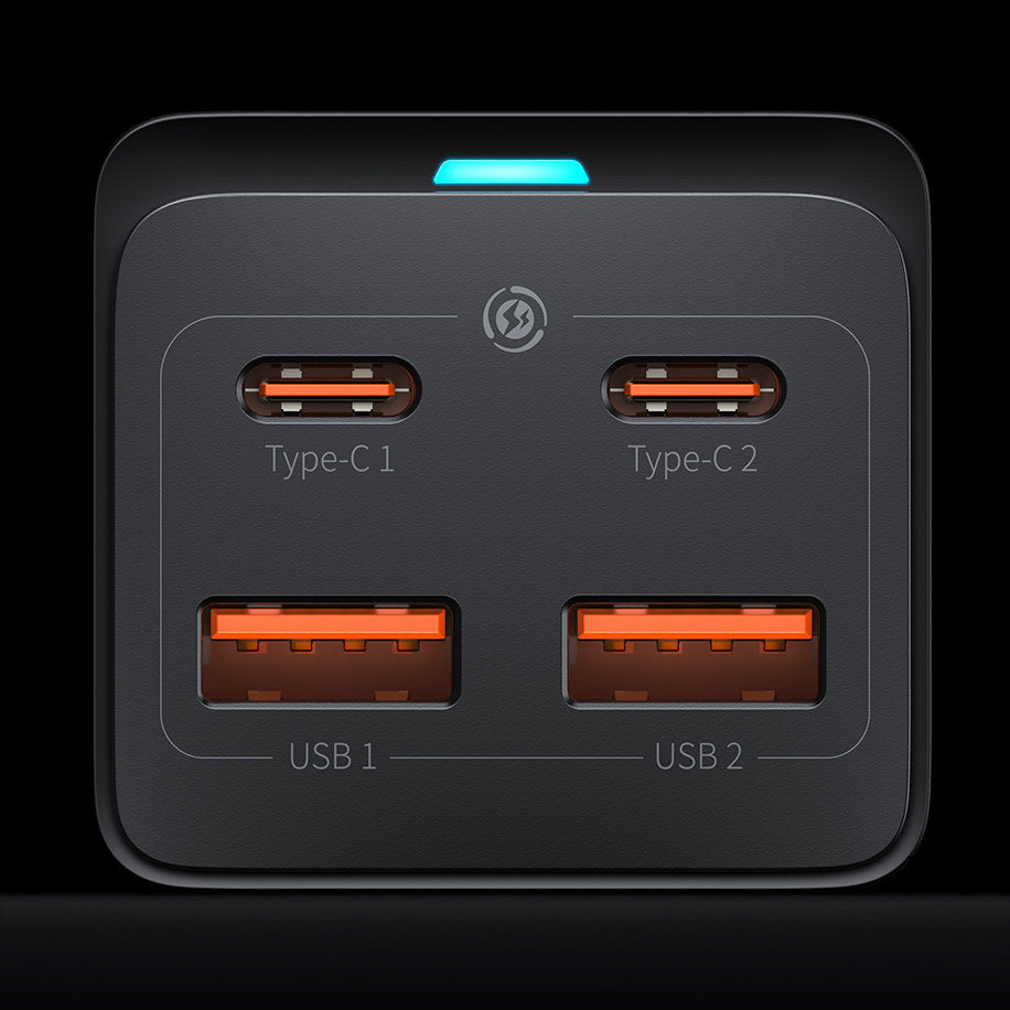 USB-C Baseus GaN3 Pro -latausasema, 100W, 5A, 2 x USB-A - 2 x USB-C, Musta, Uudelleenpakattu CCGP000101