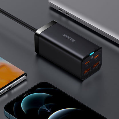 USB-C Baseus GaN3 Pro -latausasema, 100W, 5A, 2 x USB-A - 2 x USB-C, Musta, Uudelleenpakattu CCGP000101