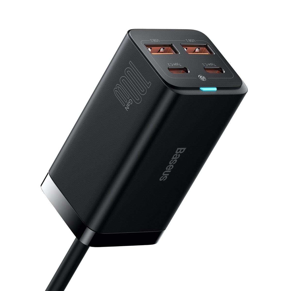 USB-C Baseus GaN3 Pro -latausasema, 100W, 5A, 2 x USB-A - 2 x USB-C, Musta, Uudelleenpakattu CCGP000101