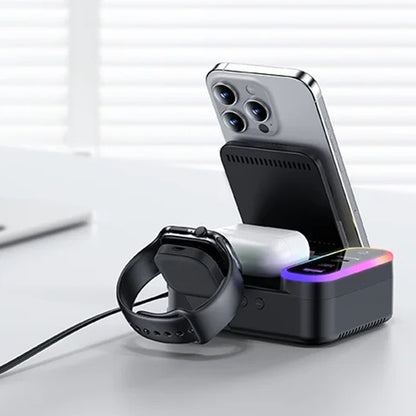 Latausasema Yesido DS38 Display QI 3in1, 65W, 3A, 1 x USB-A - 2 x USB-C, Musta