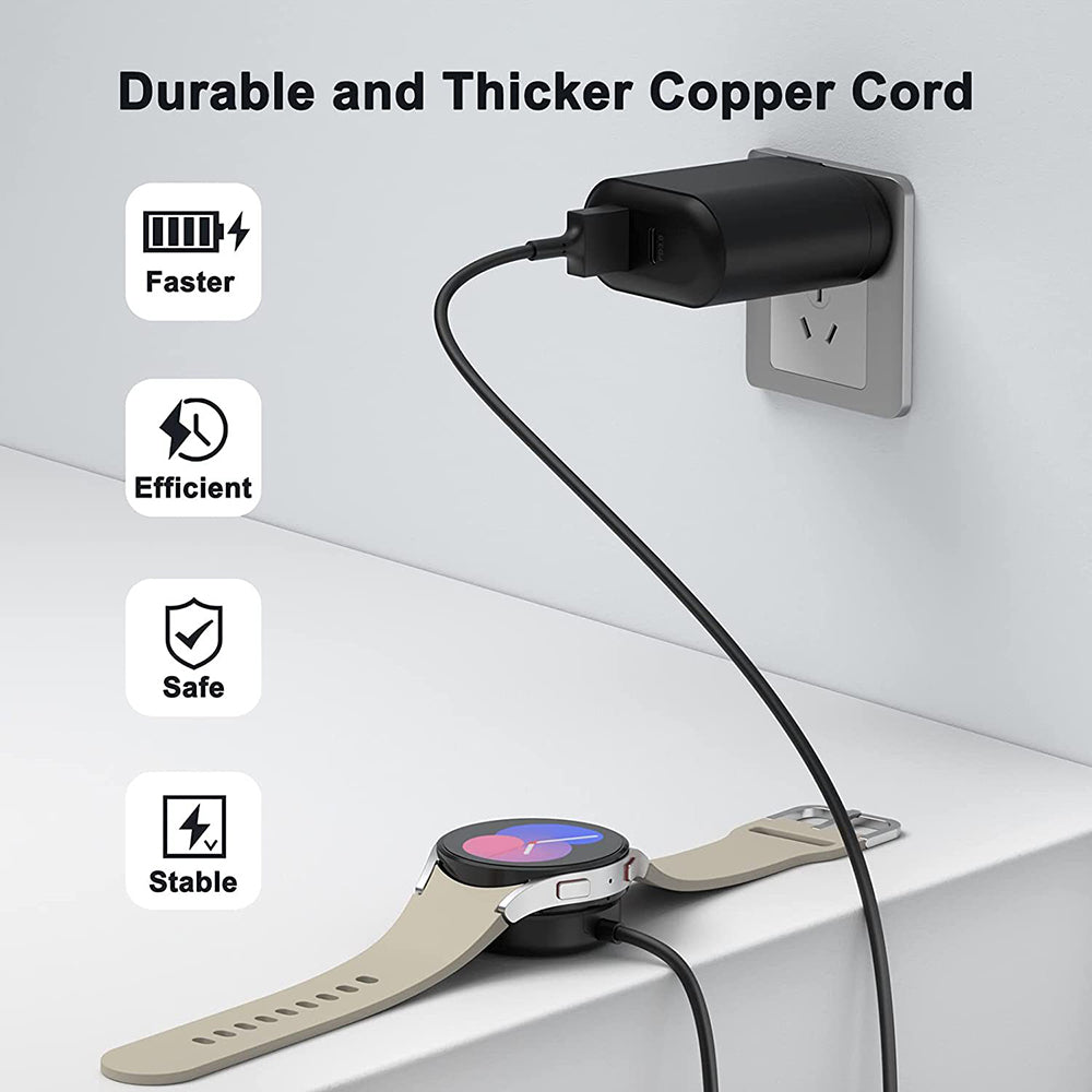 Langaton Techsuit TSC12 -laturi Samsung Galaxy Watch Series -sarjalle, USB-A, Musta