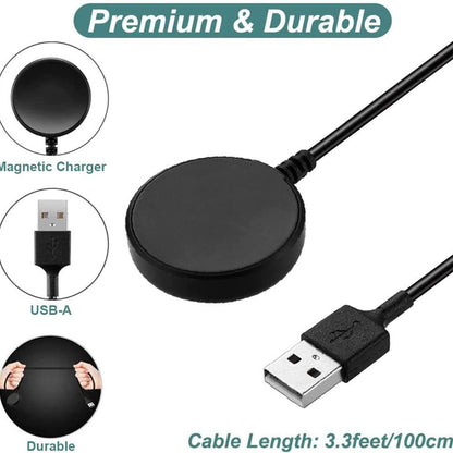 Langaton Techsuit TSC12 -laturi Samsung Galaxy Watch Series -sarjalle, USB-A, Musta