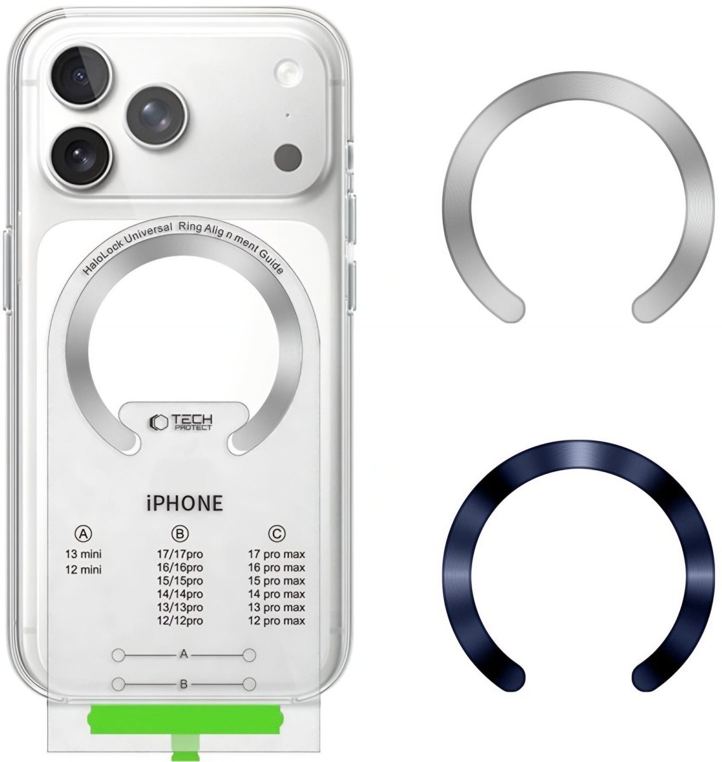 Metallitarra Tech-Protect MMP-210, 2 kappaleen setti, Sininen Hopea