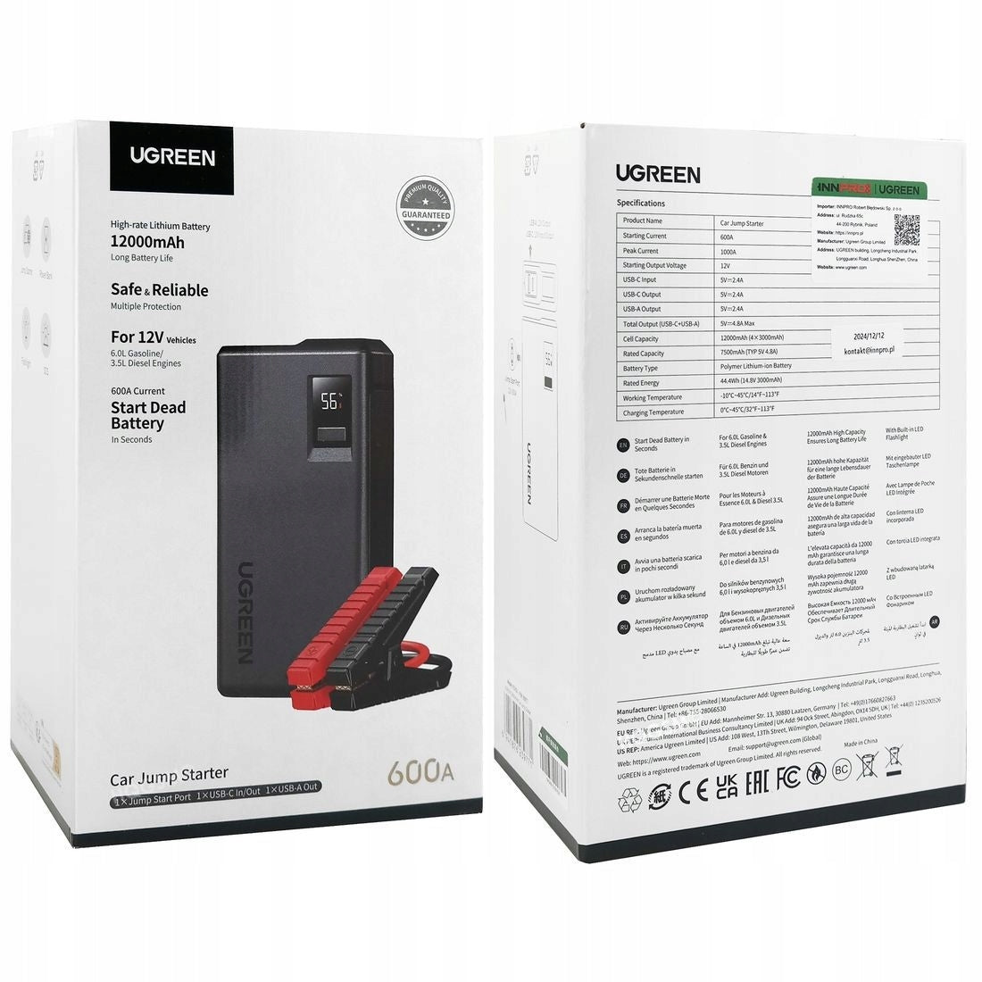 UGREEN ES702 Auto Jump Starter, 1000A