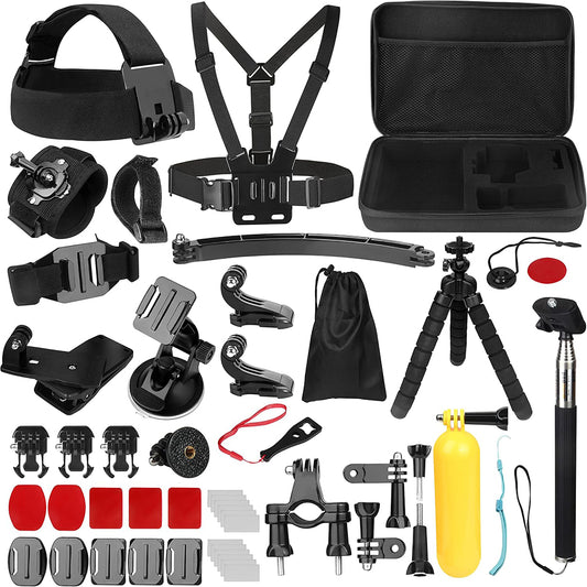 Techsuit SA50 urheilukameratarvikesarja GoPro / SJCAM -sarjoille, 50-in-1, musta