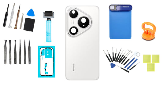 Huawei Pura 80 Pro Glazed White Battery Cover Kit Service Pack and Dedicated Service Tools