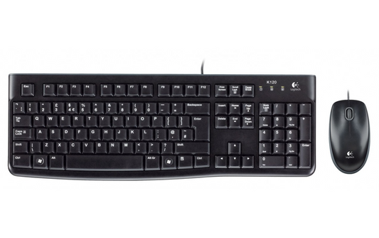 Langallinen USB-näppäimistö- ja hiirisarja Logitech MK120, musta