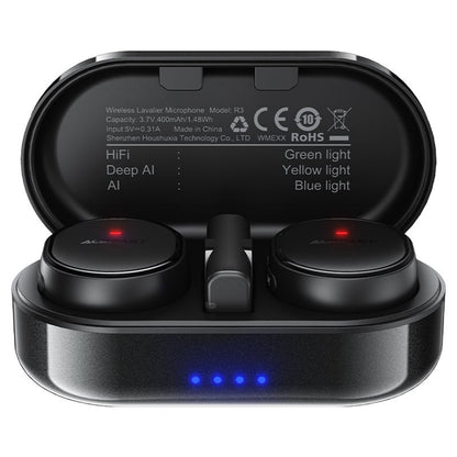 Lavalier-mikrofoni Acefast R3, USB-C, 2 kappaleen setti, Musta