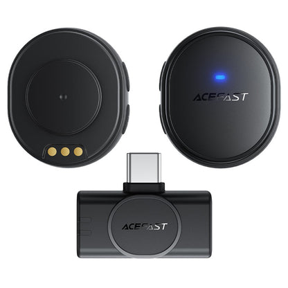 Lavalier-mikrofoni Acefast R3, USB-C, 2 kappaleen setti, Musta