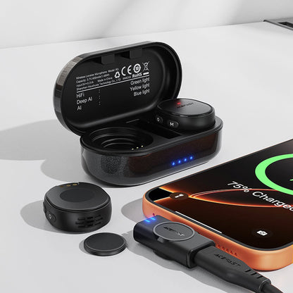 Lavalier-mikrofoni Acefast R3, USB-C, 2 kappaleen setti, Musta