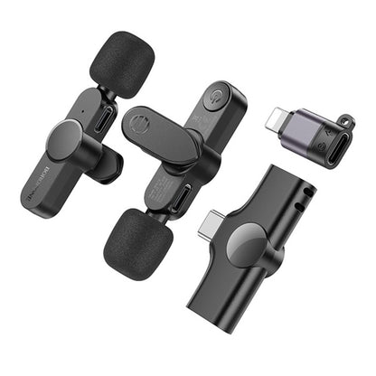 Borofone BFK12 Trophy -mikrofoni, USB-C / Lightning, 2 kappaleen setti, Musta