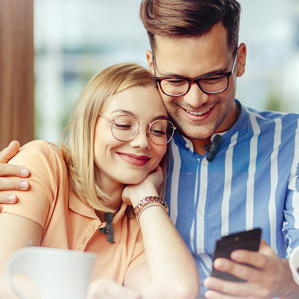 Borofone BFK12 Trophy -mikrofoni, USB-C / Lightning, 2 kappaleen setti, Musta