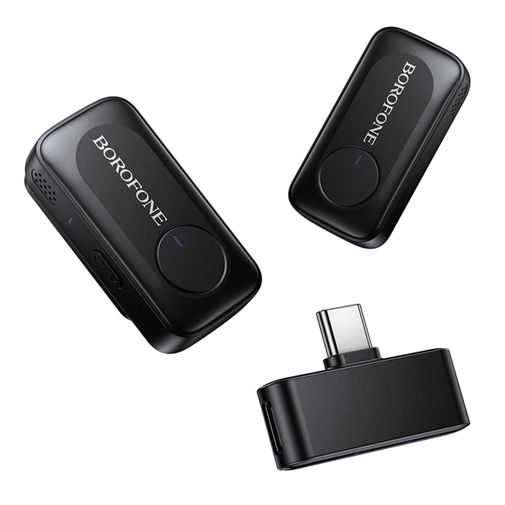 Borofone BFK17 Lemai lavalierimikrofoni, USB-C, 2 kappaleen setti, Musta