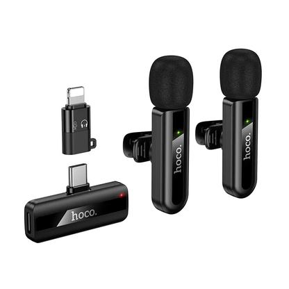 HOCO L20A -mikrofonisetti, USB-C / Lightning, 2 kappaleen setti, Musta