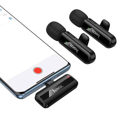 HOCO L20A -mikrofonisetti, USB-C / Lightning, 2 kappaleen setti, Musta