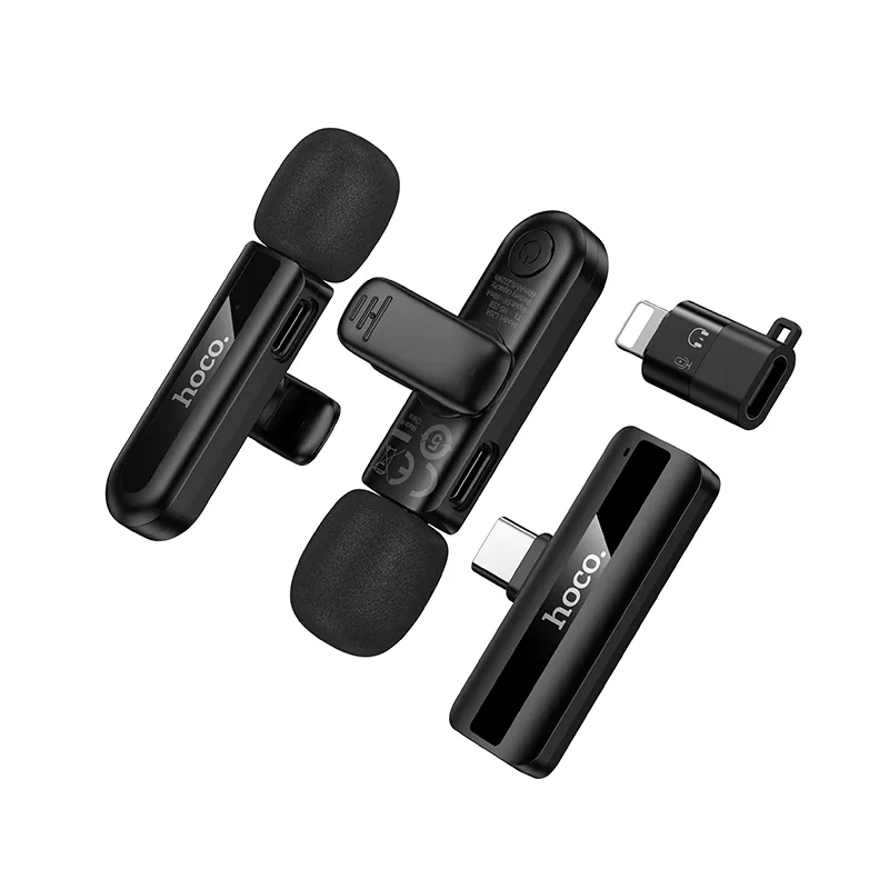 HOCO L20A -mikrofonisetti, USB-C / Lightning, 2 kappaleen setti, Musta