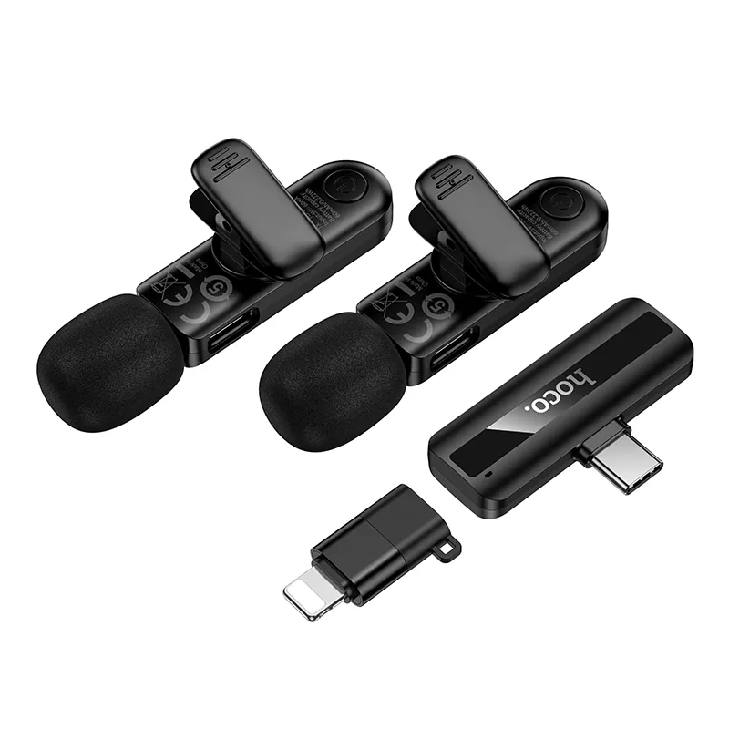 HOCO L20A -mikrofonisetti, USB-C / Lightning, 2 kappaleen setti, Musta